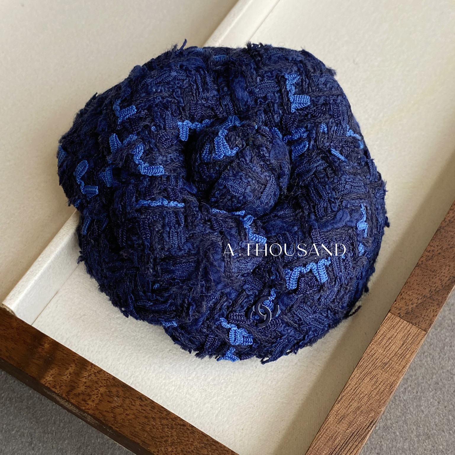 99新 Chanel/香奈儿 24P蓝色编织山茶花胸针-77886386