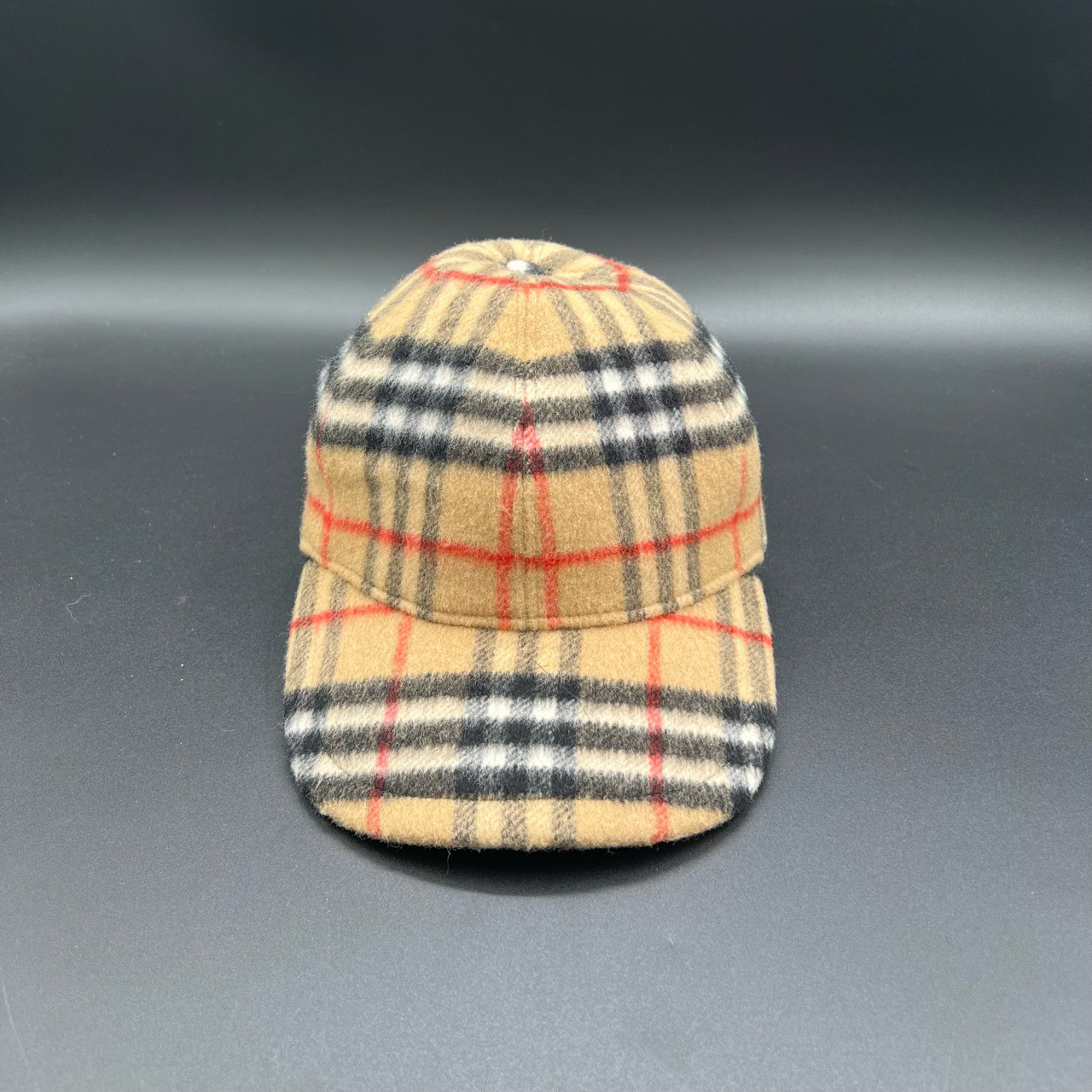 95新 BURBERRY/博柏利 (ll) 格纹羊毛棒球帽 M码/014104