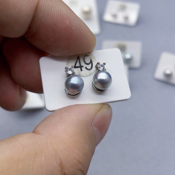 海水珍珠耳饰银S925镶嵌