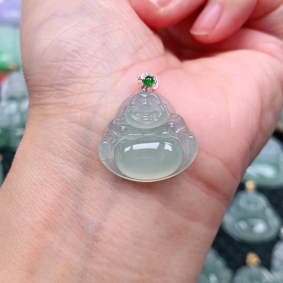 翡翠吊坠(不含链)18K金镶嵌