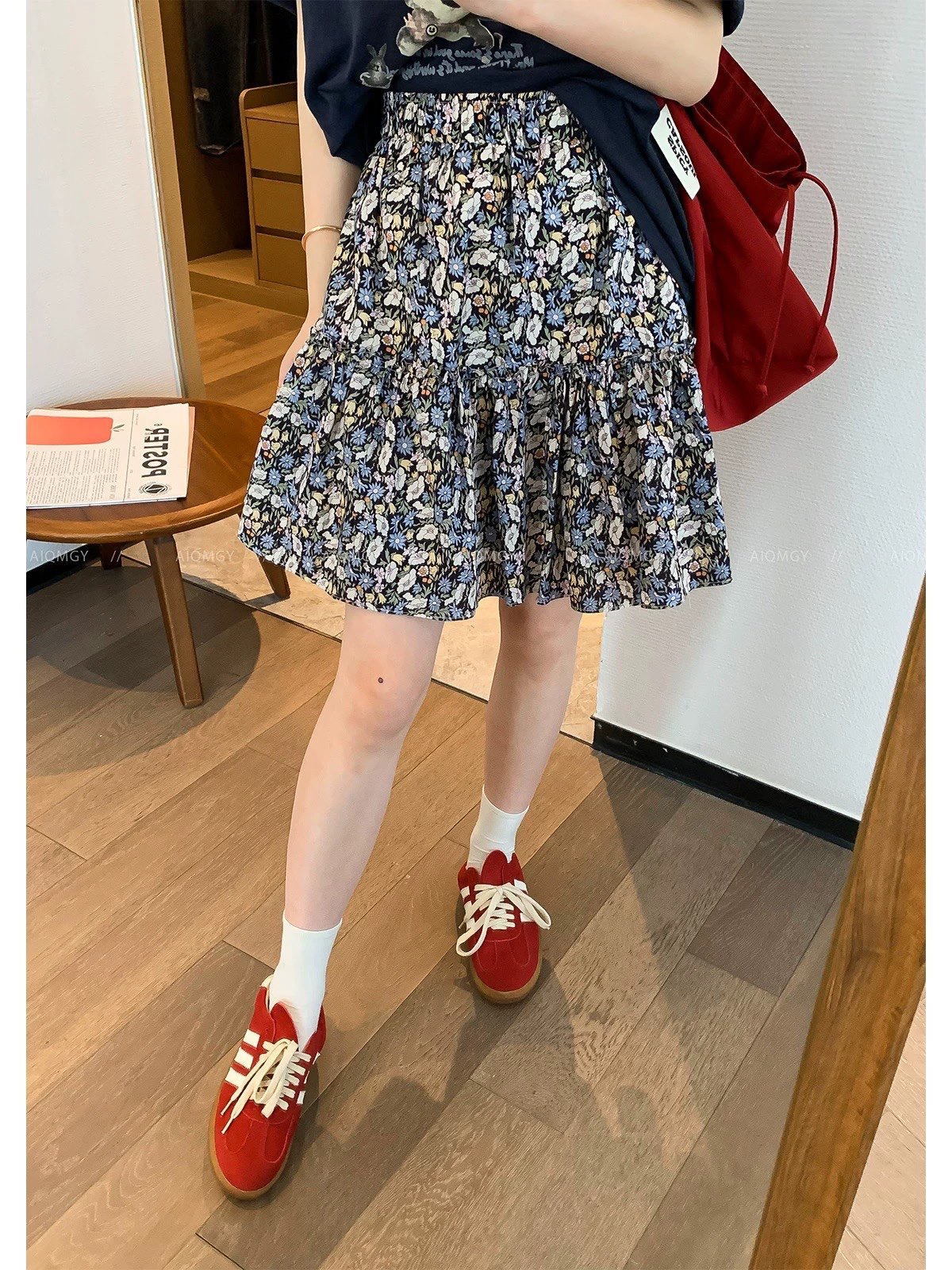 仓美美女装-港味显瘦拼接碎花短裙（卡码推荐拍大！）