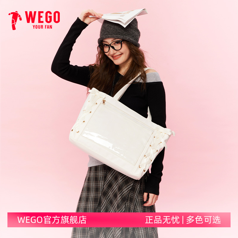 WEGOHARAJUKU皮面款丝带痛包包S码秋冬大容量丝皇吧唧女士单肩包4