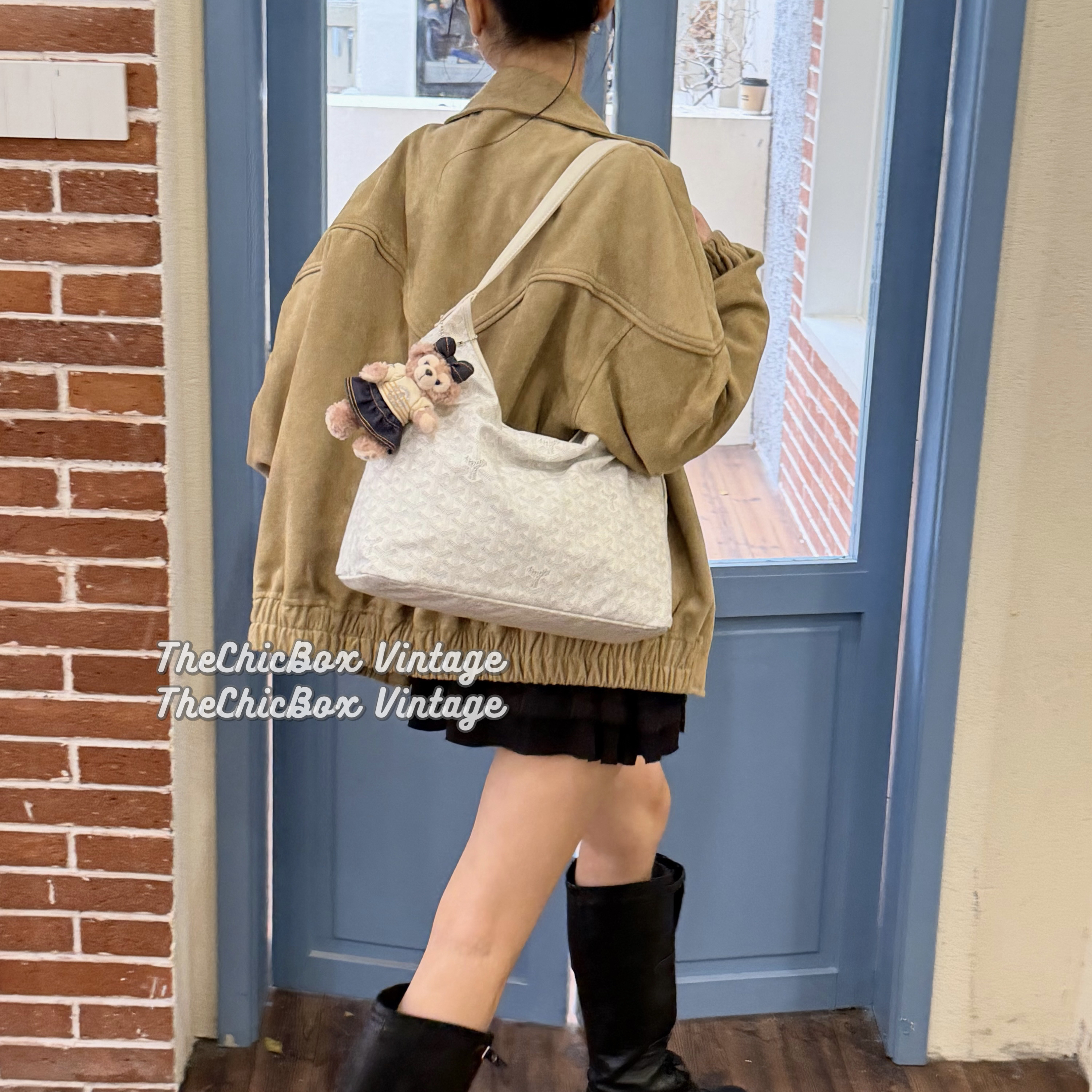 95新 Goyard 只盒/Goyard经典款白色老花Hobo单肩包
