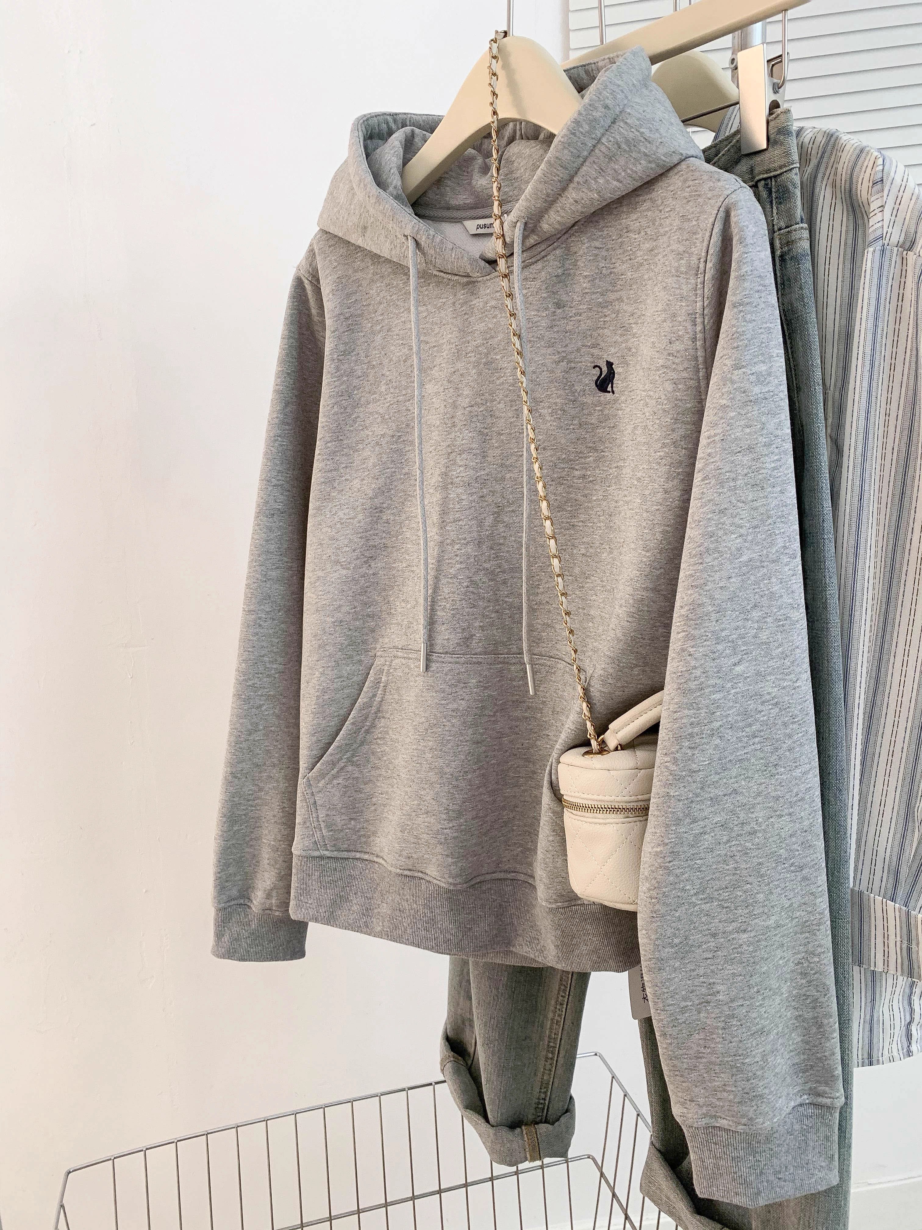 【001-075】美式复古印花宽松卫衣女春秋季新款潮牌情侣装上衣