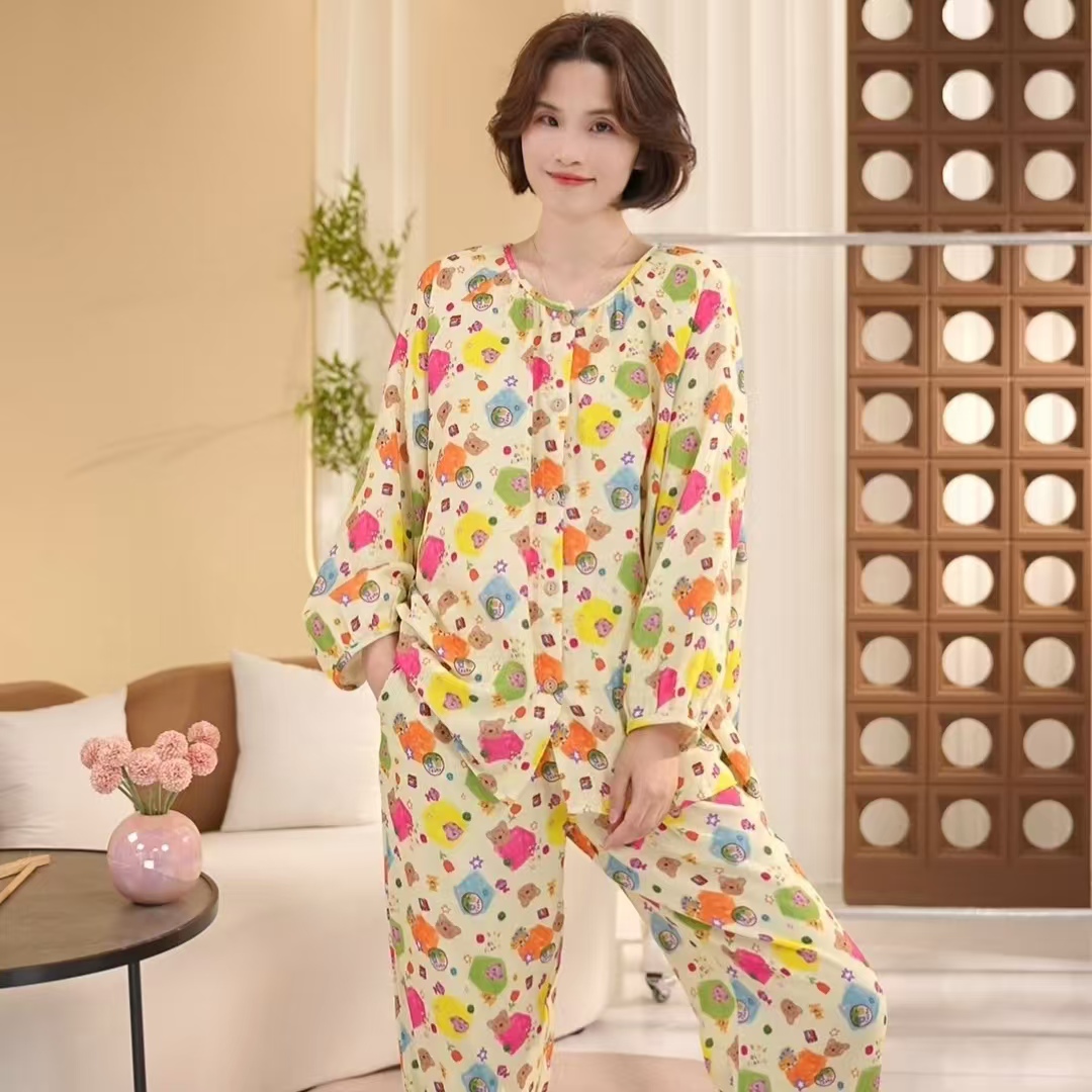 芙蓉世家~精梳纯棉100【糖果小熊～长袖套装】秋冬舒适柔棉家居服