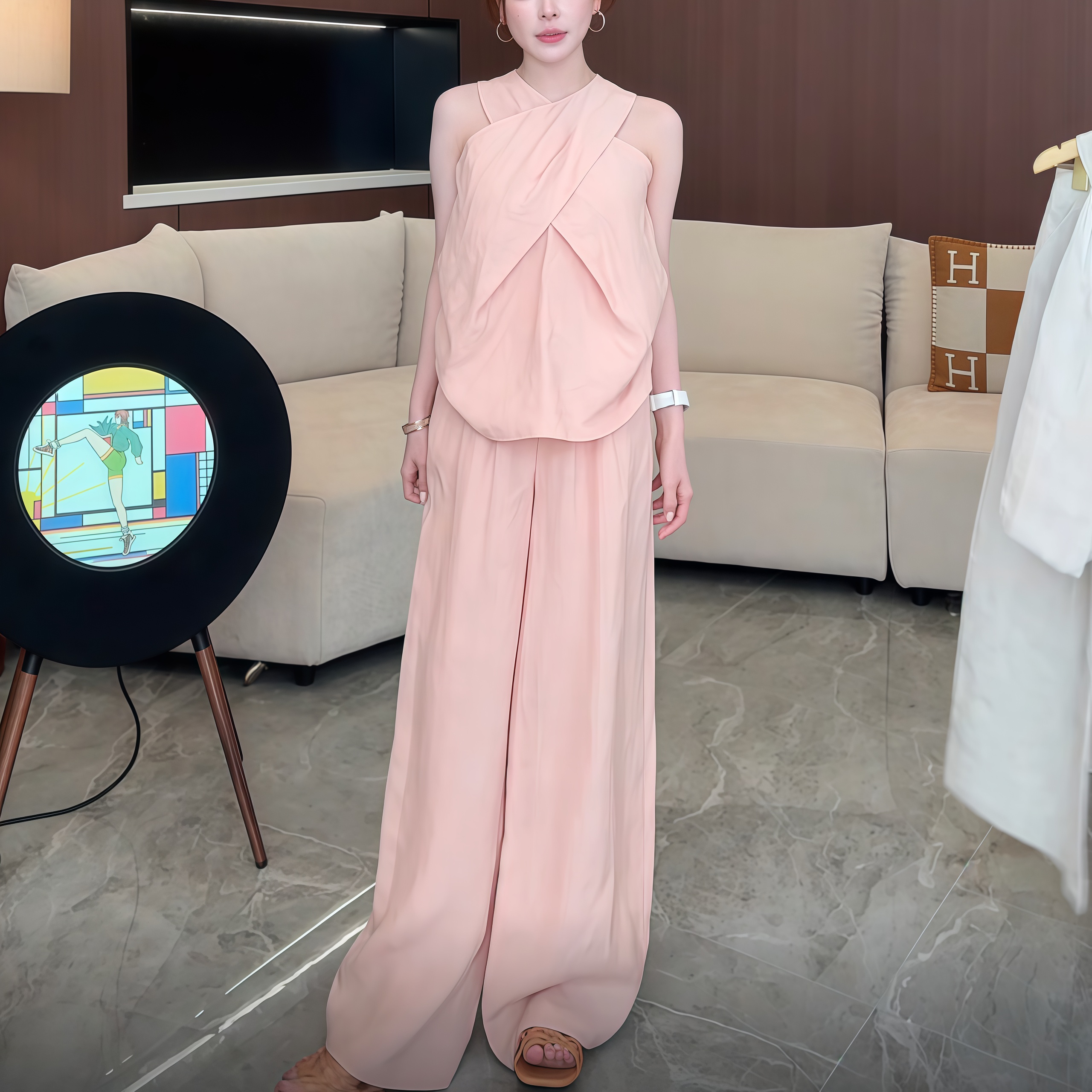 轻奢小众气质纯欲风街头风夏季时尚套装阔腿裤显瘦休闲宽松