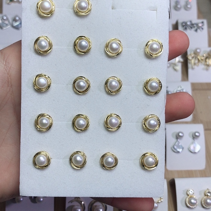 淡水珍珠耳饰银S925镶嵌