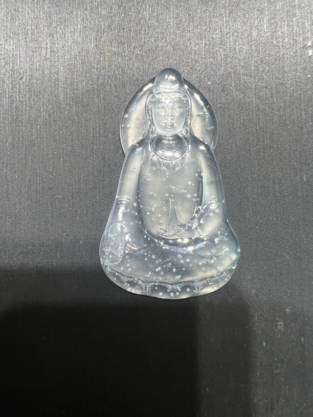 天然翡翠A货，高冰雪花棉观音