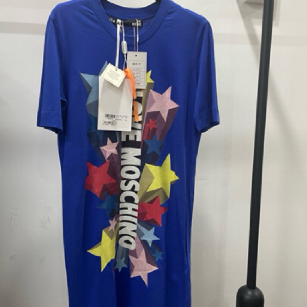 99新 Moschino/莫斯奇诺 休闲印花蓝色连衣裙/40码/D00772
