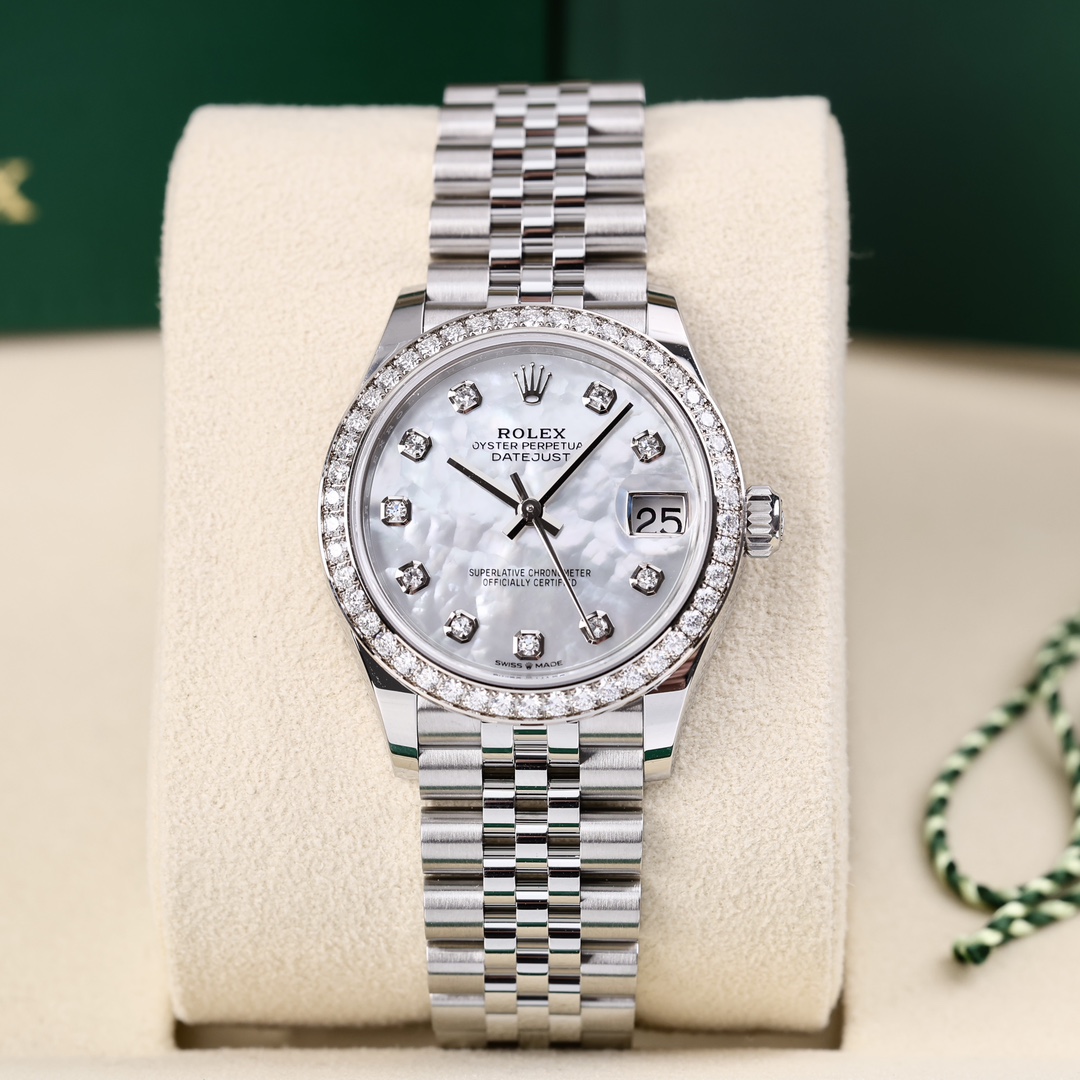 99新 Rolex/劳力士 278384-0008 钻刻 白贝母盘 2025年5月保卡
