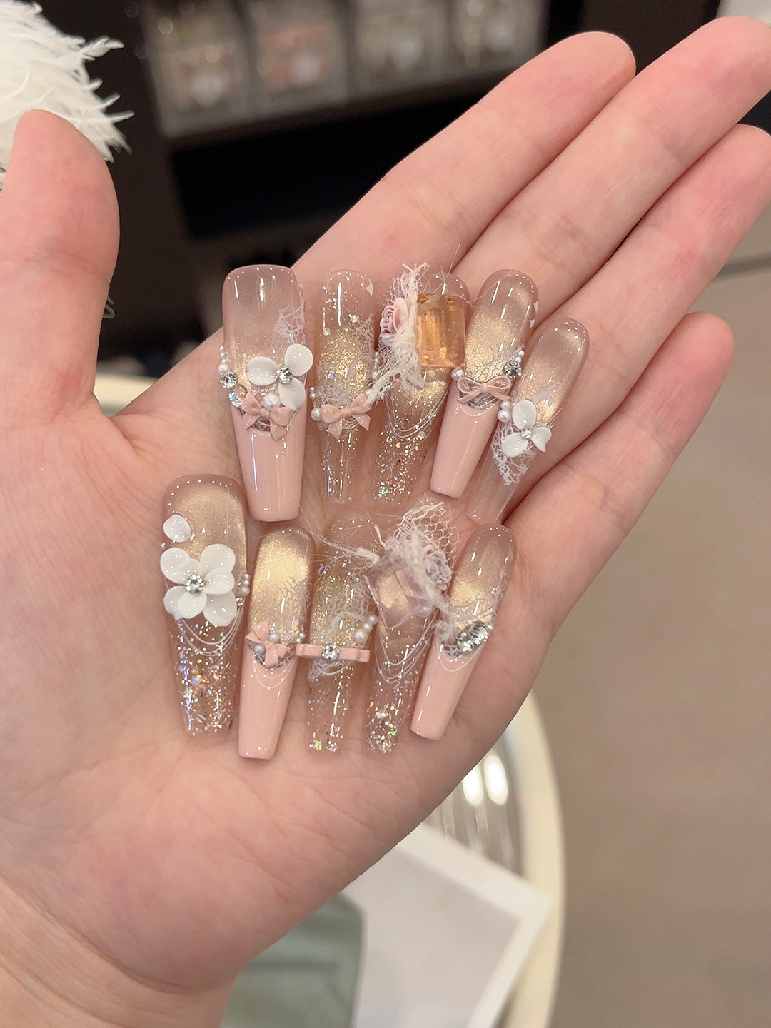 【芝士甜挞】甜美可爱风立体雕花2025新款 张呼呼纯手工穿戴甲