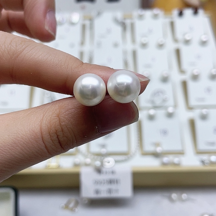 淡水珍珠耳饰银S925镶嵌之*