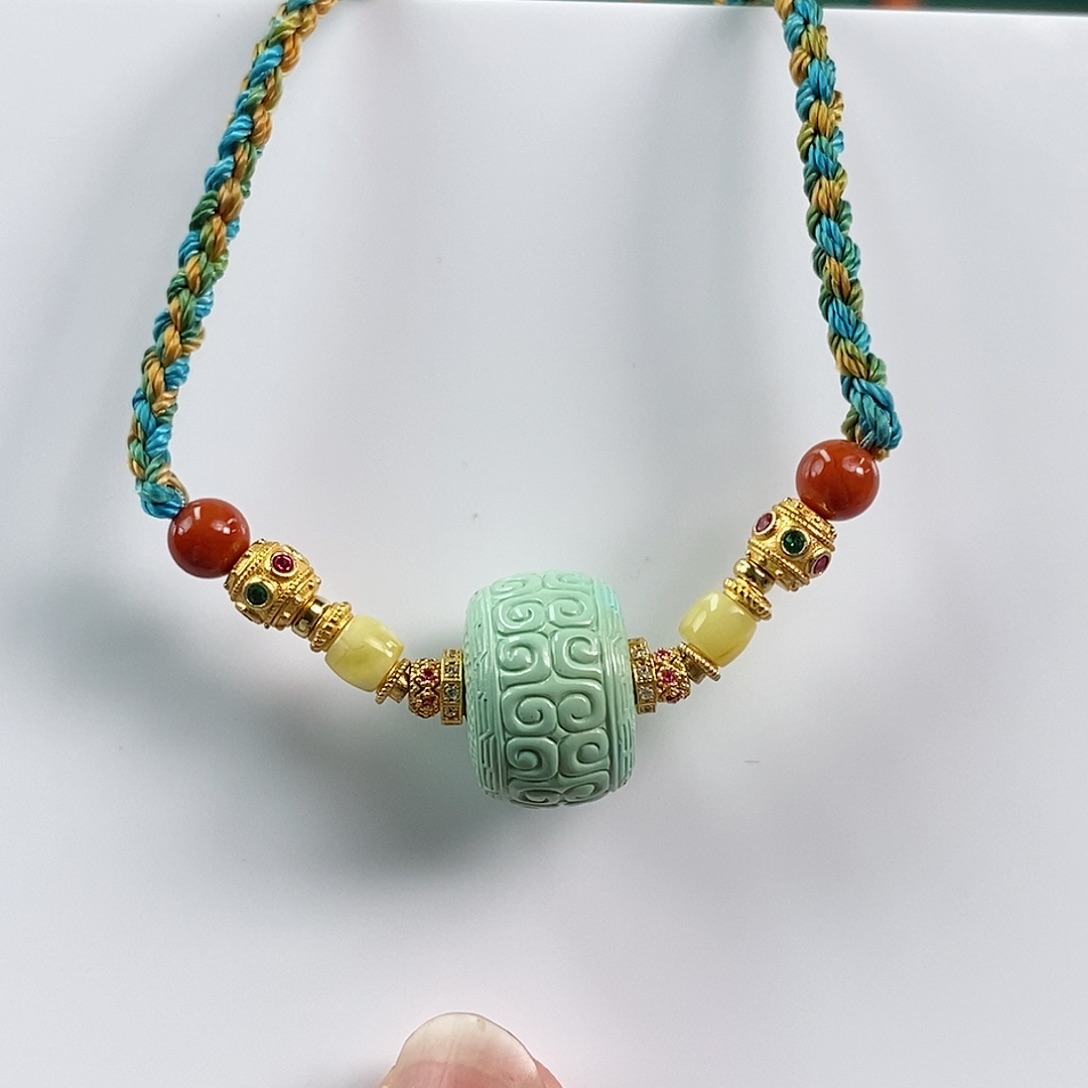 绿松石珠宝奇石18K金镶嵌