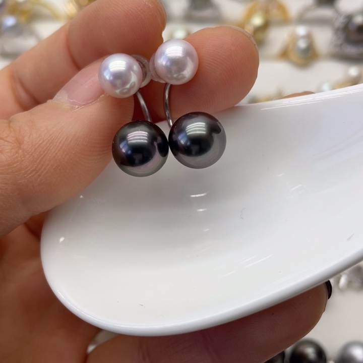 海水珍珠耳饰银S925镶嵌