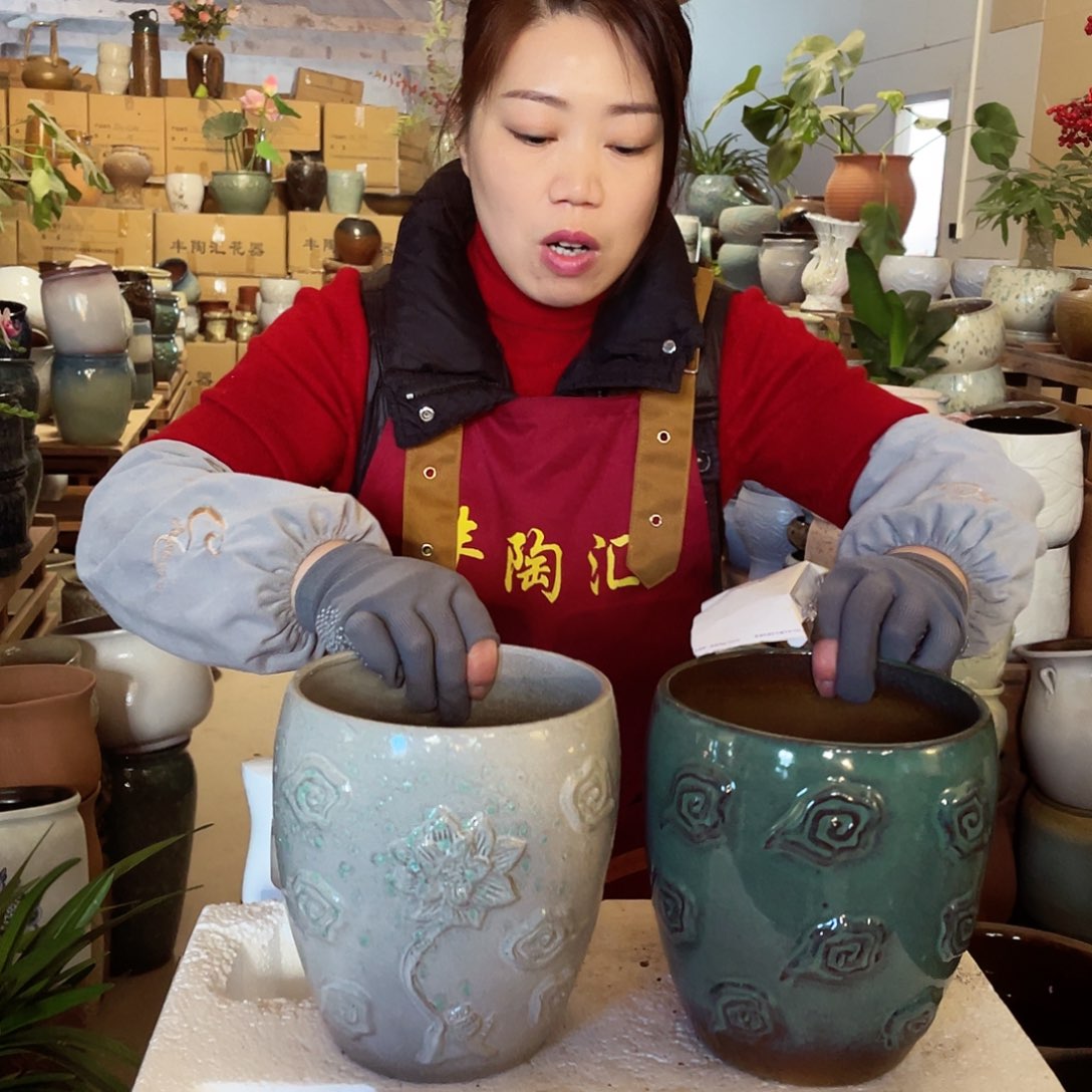 紫砂花盆高度19口径17