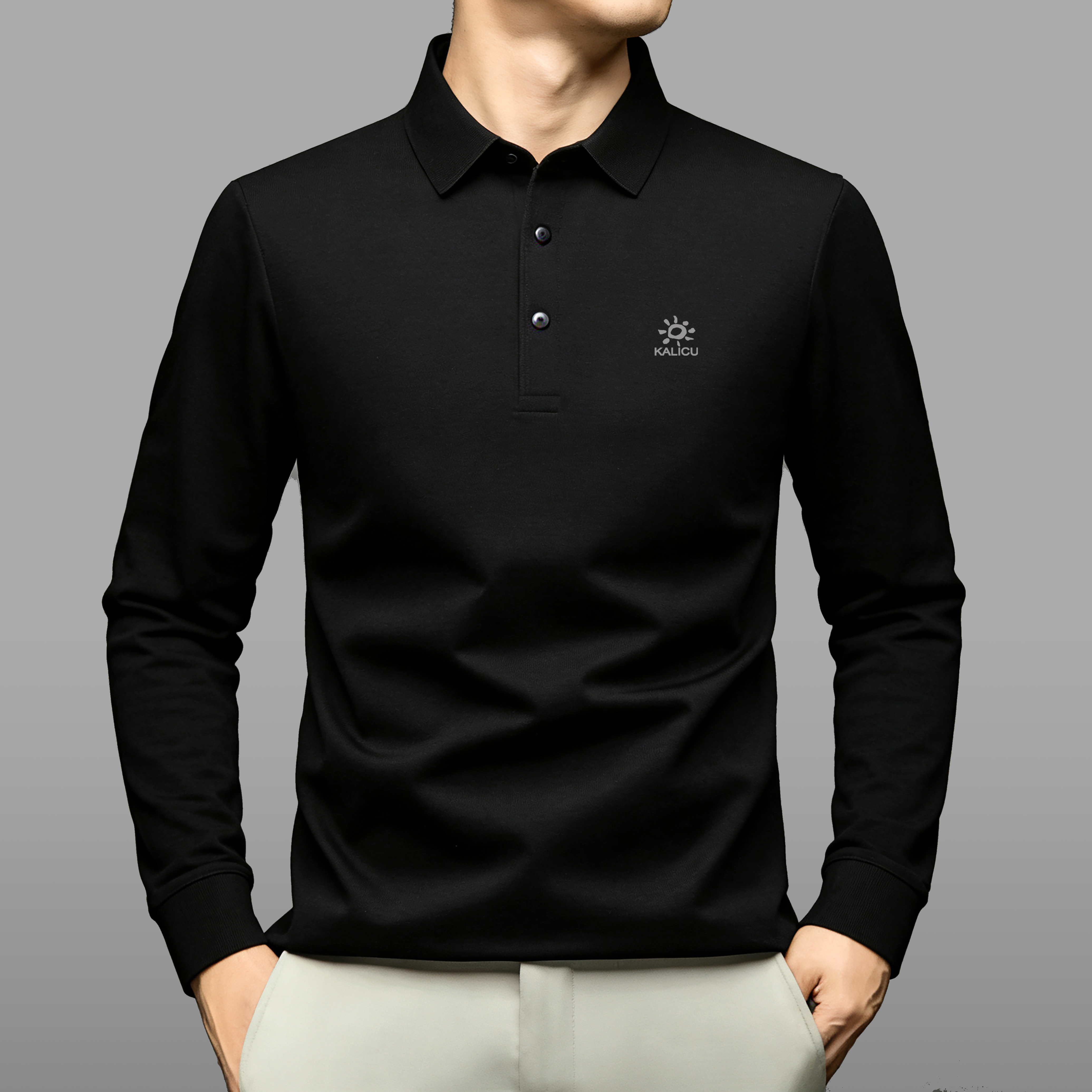 【奥莱同款-小太阳】轻奢翻领Polo衫长袖男士D141