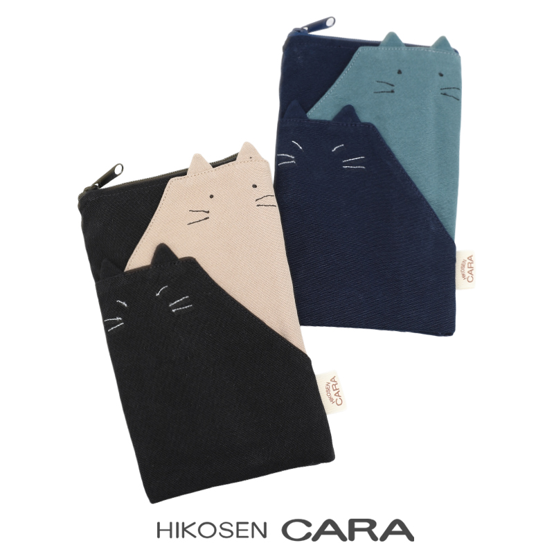 HIKOSEN CARA卡拉猫新款手机包女手拿包日系可爱卡片零钱帆布小包
