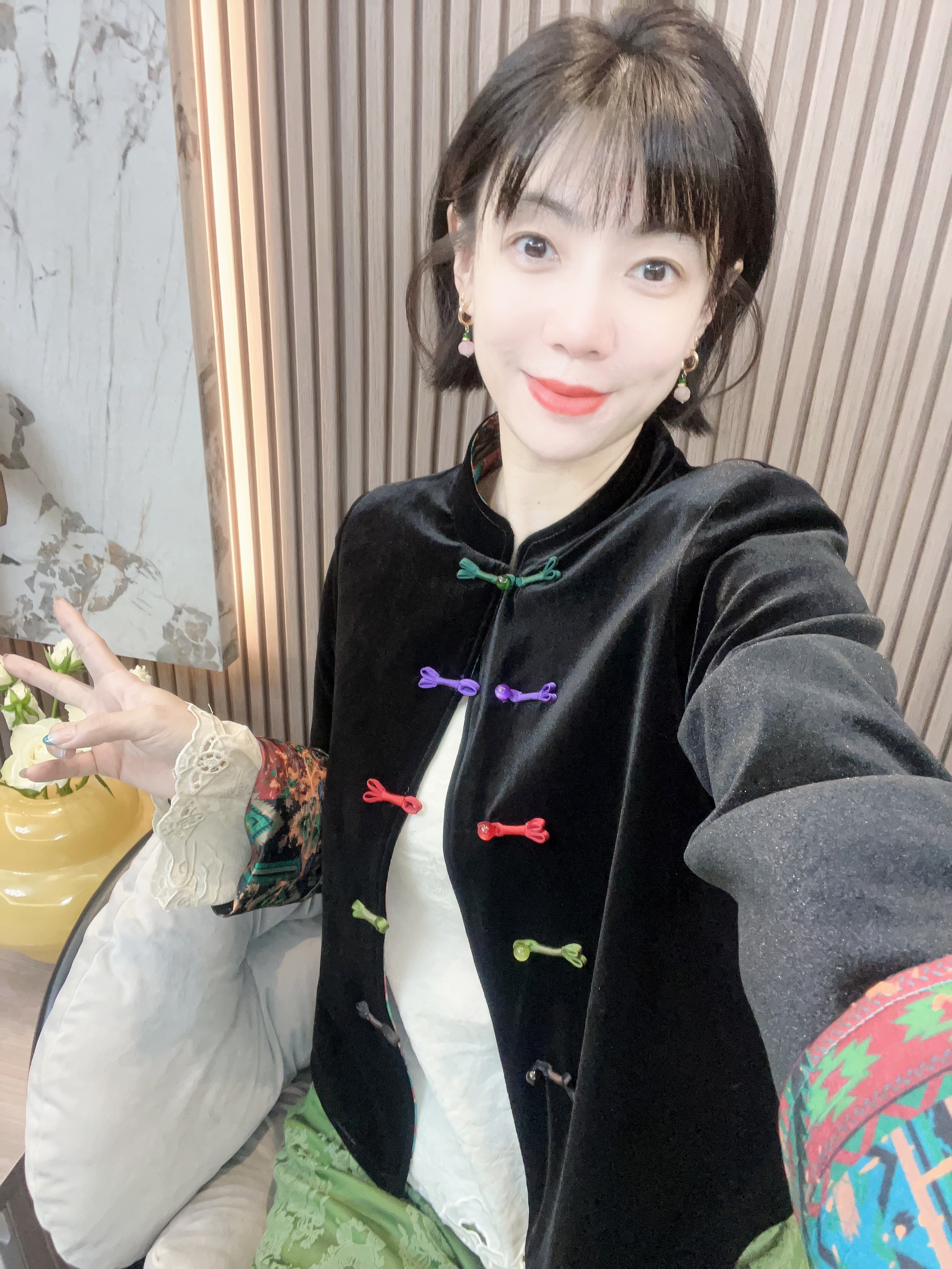 【景瑶】新中式国风五彩盘扣丝绒织锦时尚气质双面双穿秋季外套