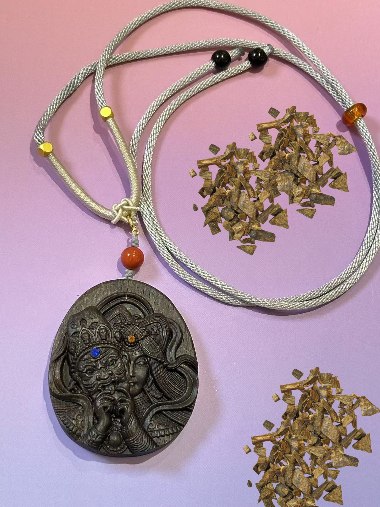 D01越南顺化紫奇楠沉香文玩单圈料|多样性发其一