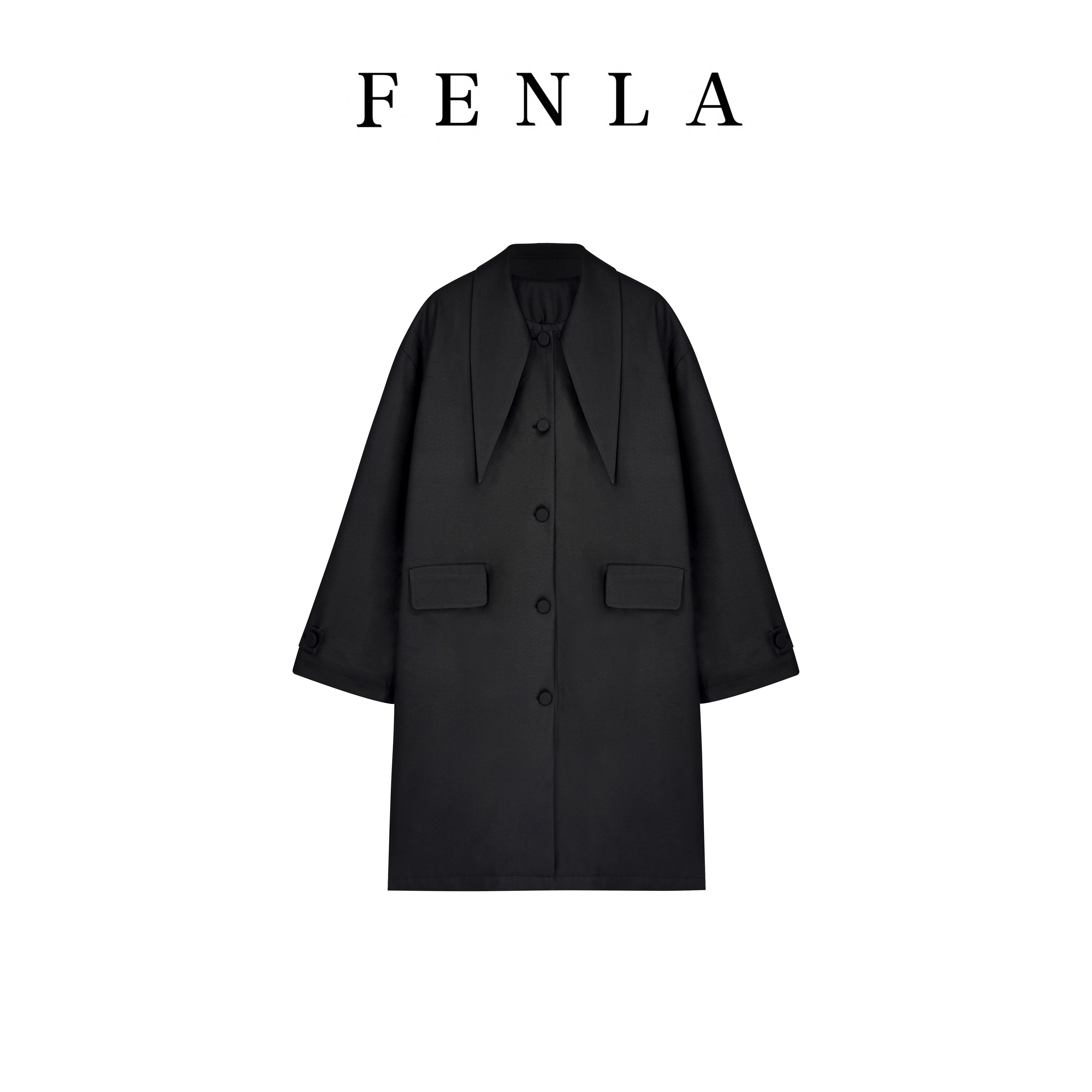 【惠姐私服】气质宽松夹棉风衣外套设计感中长款韩版宽松外套 85307