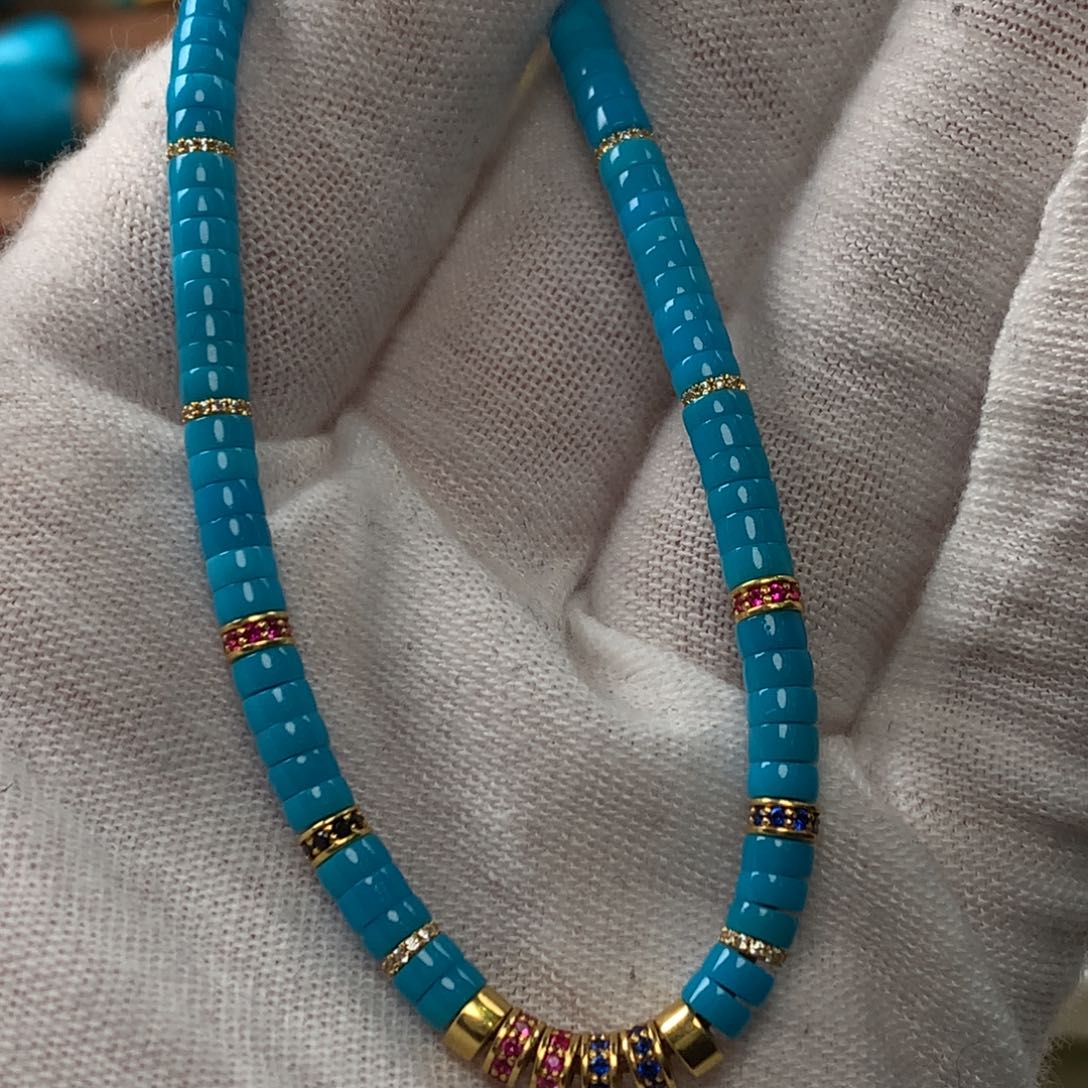 绿松石手串18K金镶嵌张*千