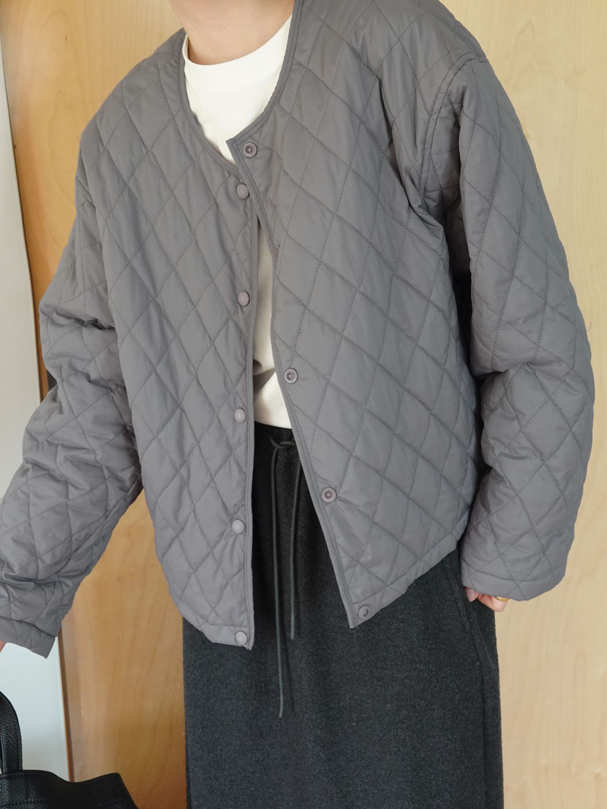 【素简】经典菱格绗缝保暖棉服宽松简约短款叠穿外套02117