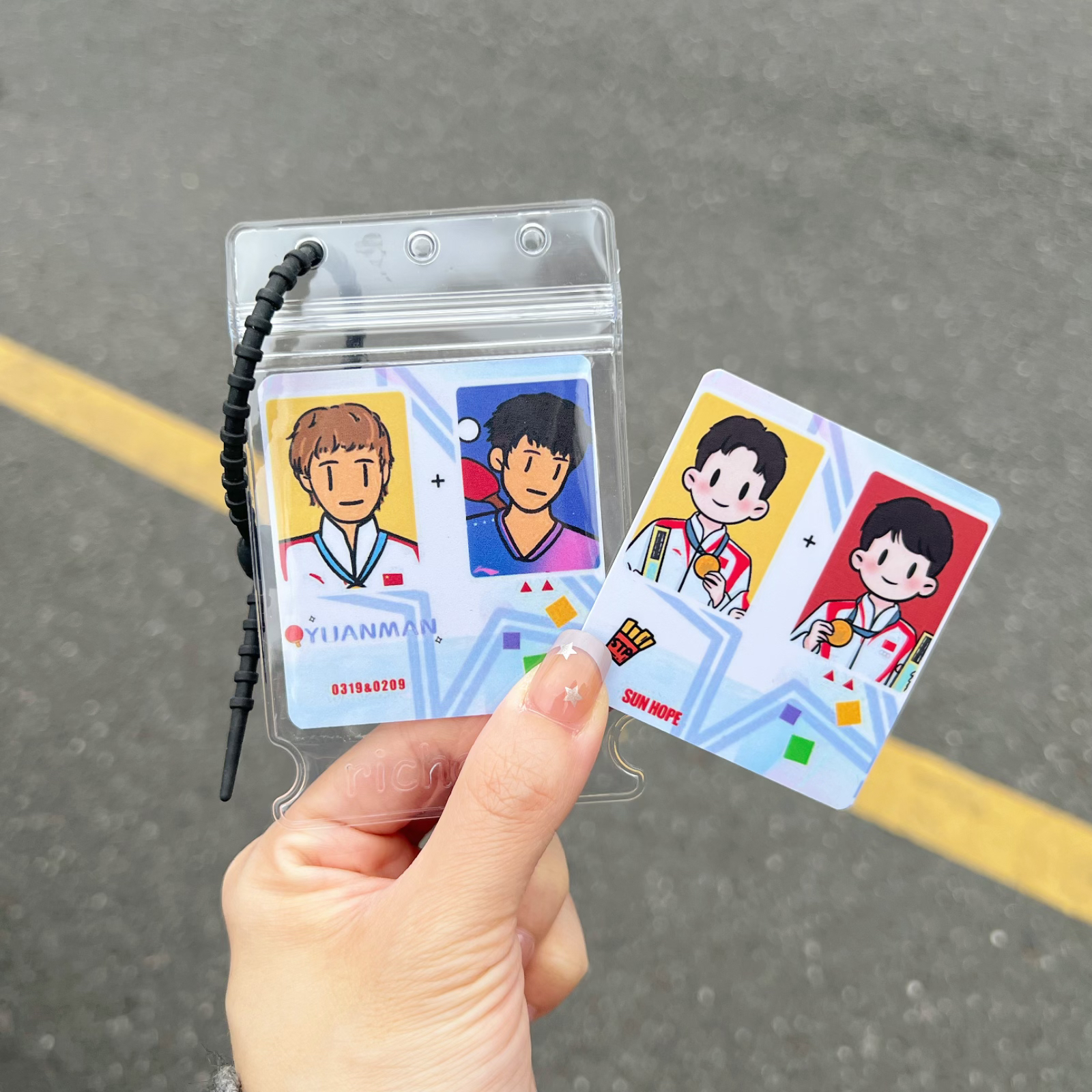 超酷圆满组合国乒球员双面卡通球员卡背包挂件莎莎大头参赛证礼物