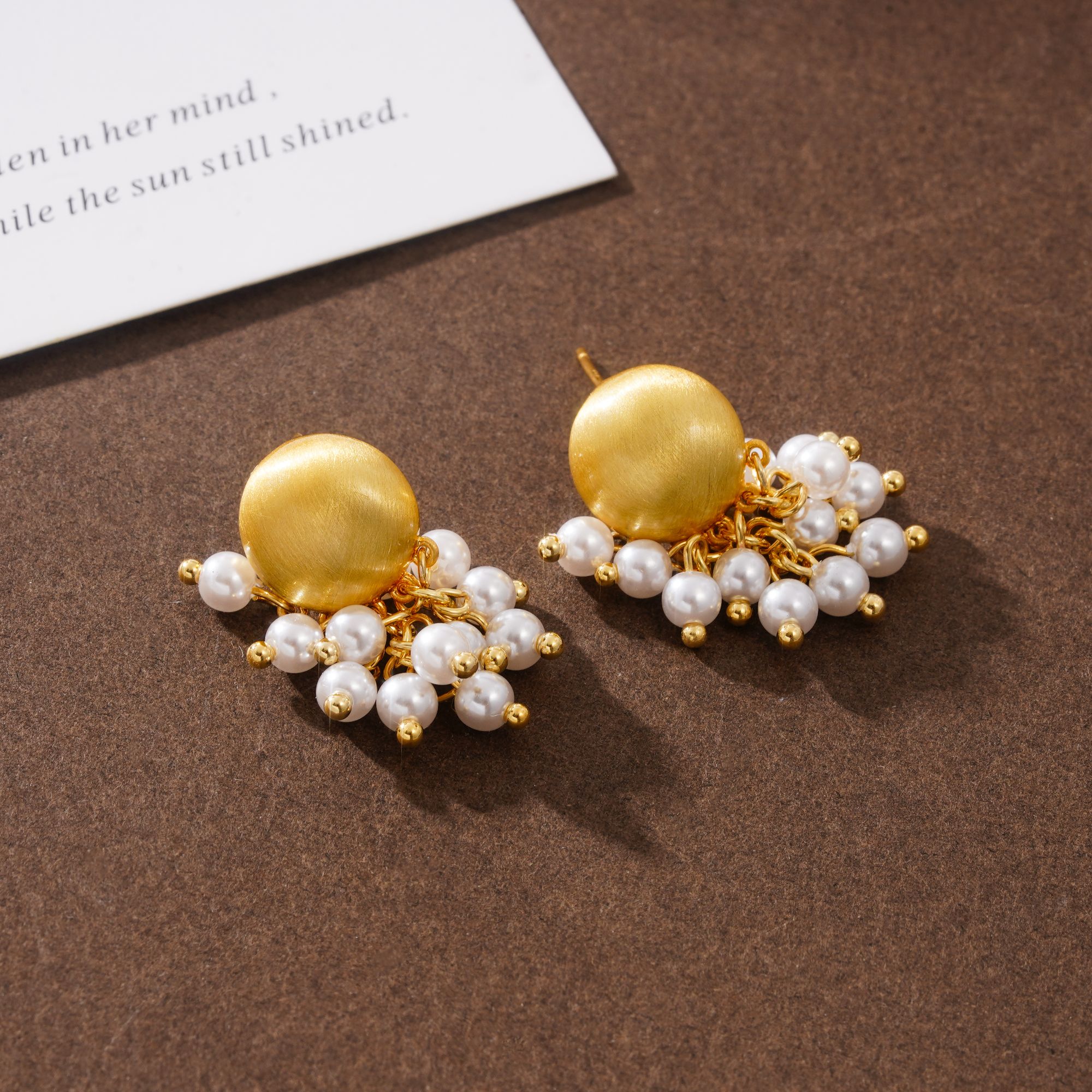 铜合金耳饰 日韩女耳钉金色耳饰时尚优雅复古N3403