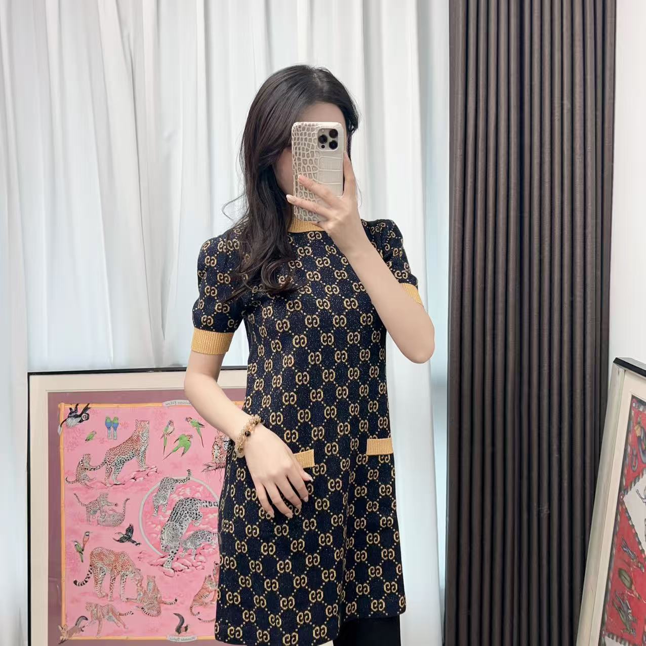 95新 GUCCI/古驰 短袖黑黄印花/251208VHH7S02