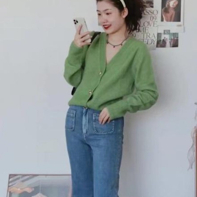 vintage古着马海毛上衣外套时尚设计感