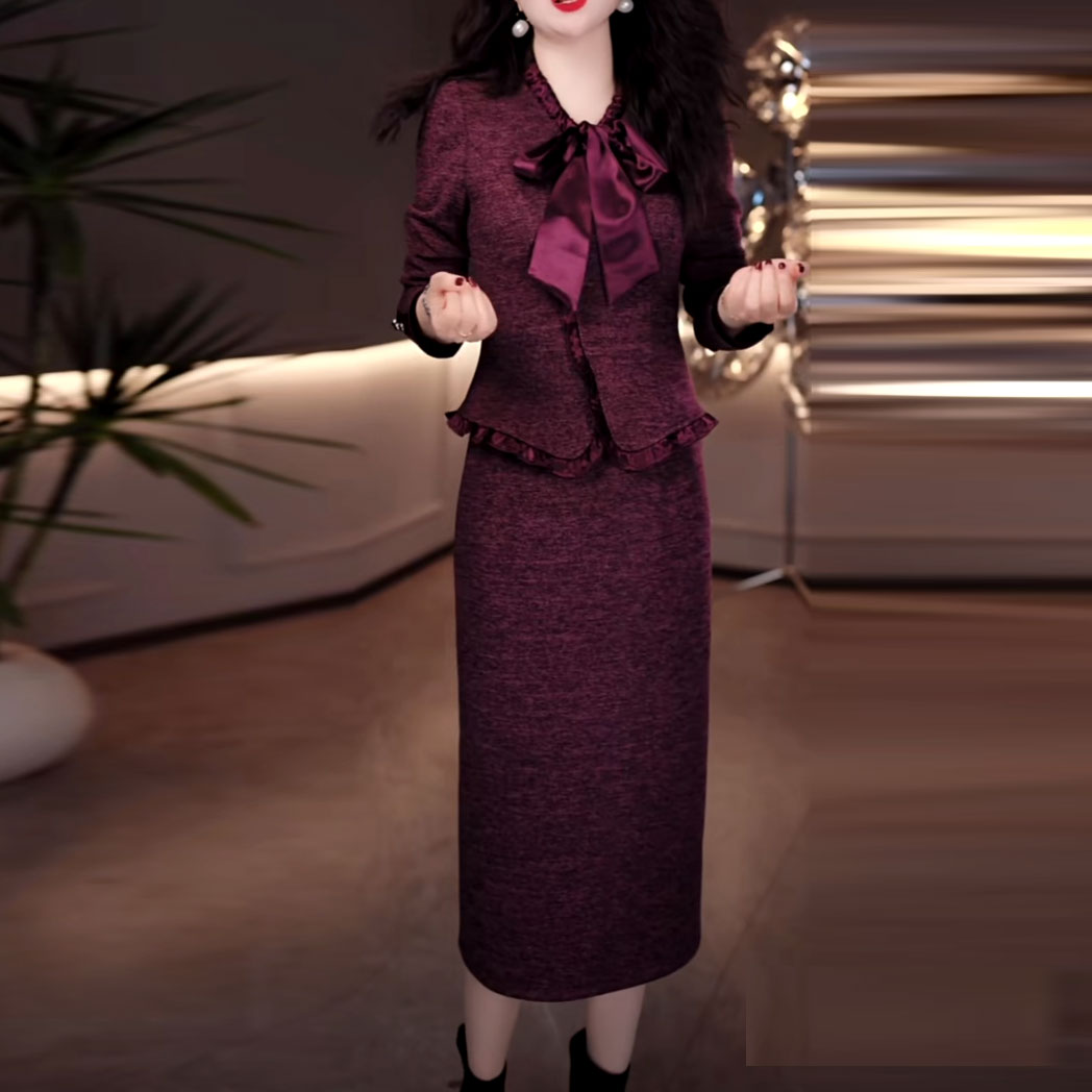 气质轻奢加厚假两件连衣裙2025秋冬新款修身显瘦洋气减龄打底裙子