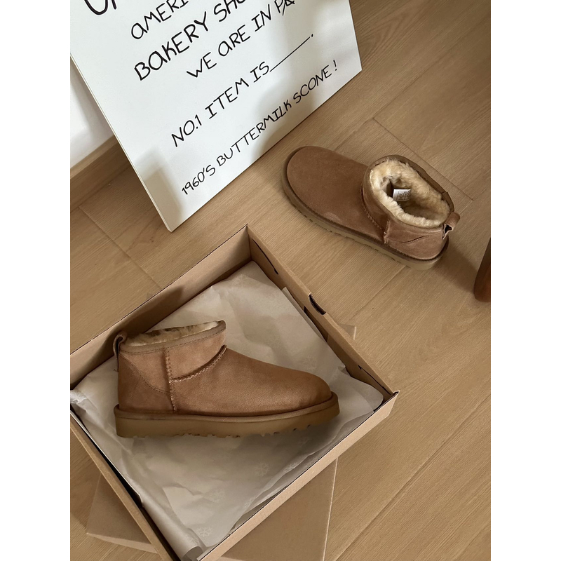 婷婷【羊皮毛一体】男版冬雨同款Mini款低筒保暖雪地靴