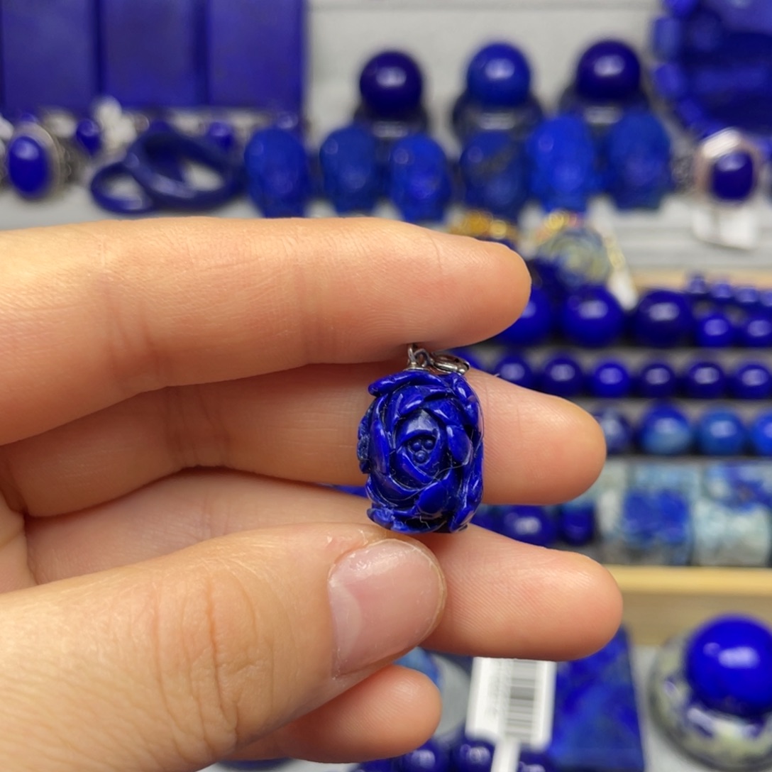 青金石吊坠银S925镶嵌