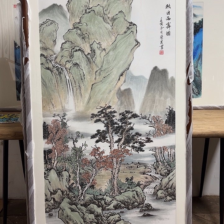 绘画17585带框包邮山水画