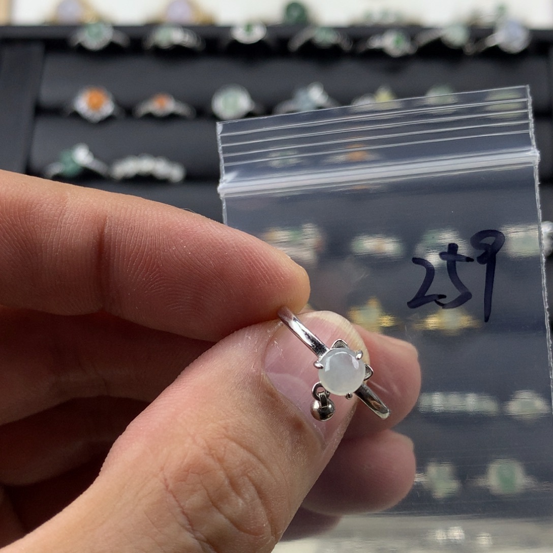 翡翠银S925镀金镶嵌戒指259