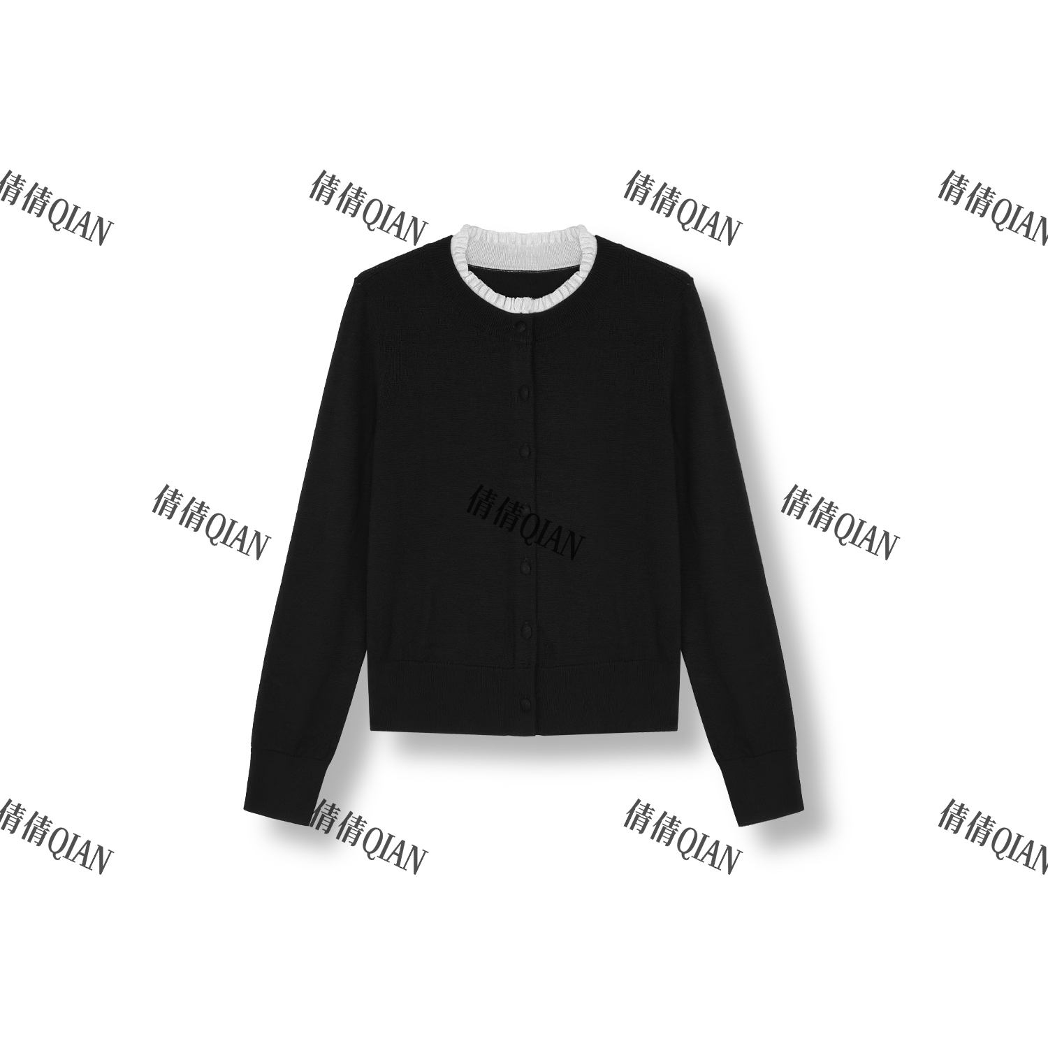 轻奢法式风荷叶领针织开衫百搭（25AW7018-1028）