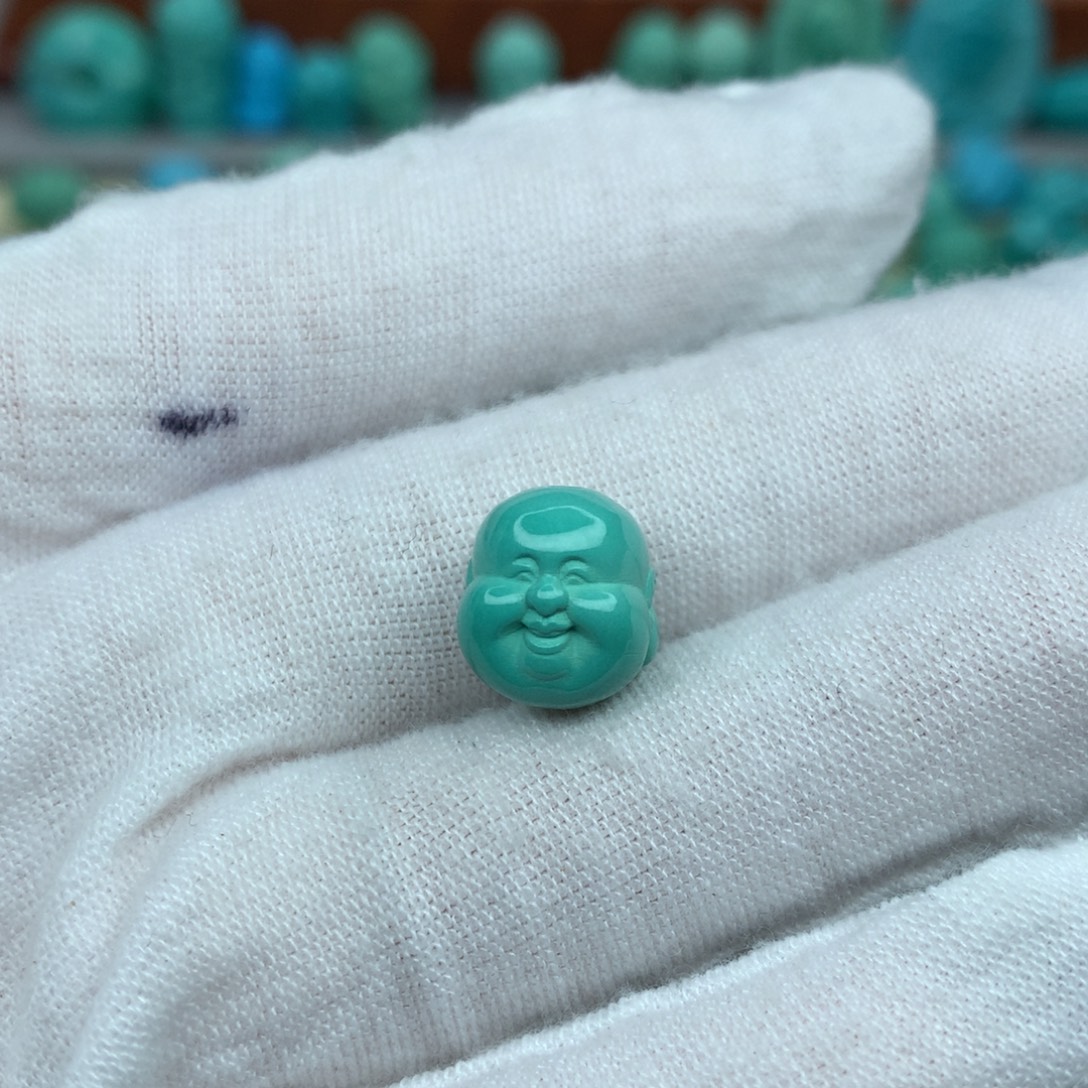 高瓷绿弥勒佛天地孔尺寸10