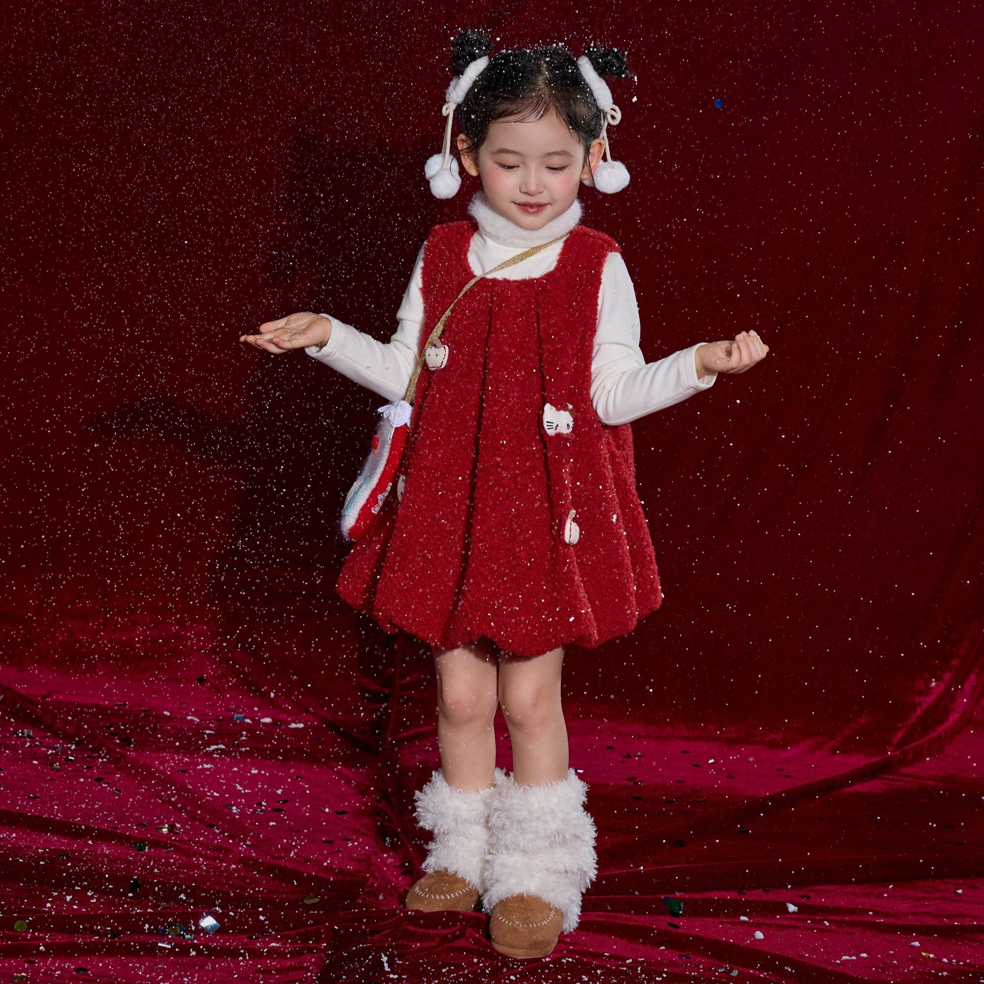 【现货】儿童韩系氛围感毛毛汉服背心裙（年款）WZJ-26839