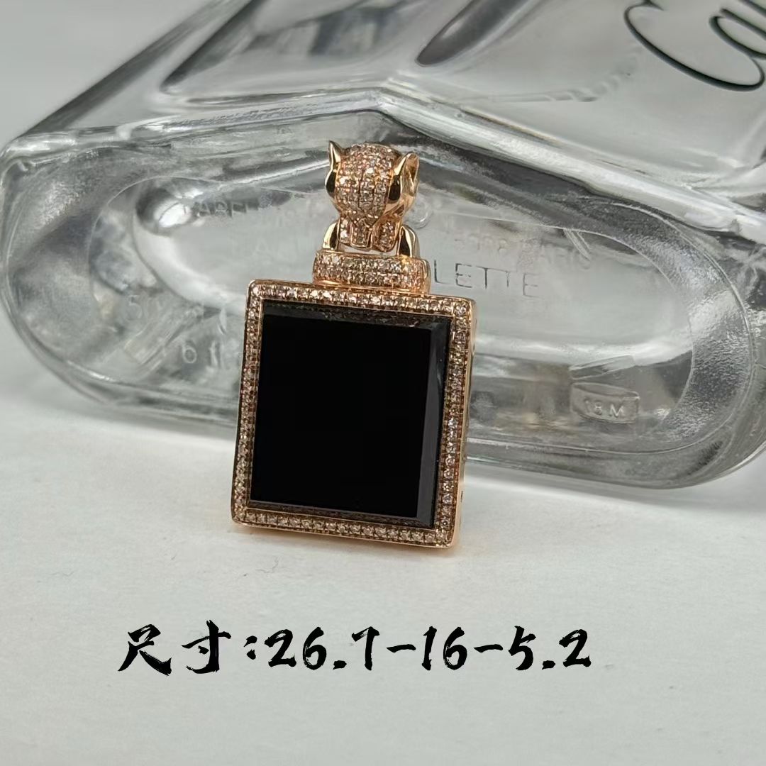 精品18k墨翠豹头款女士无事牌 种好色正 黑度极好 打灯通透 