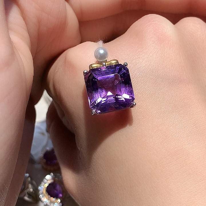 紫晶颈饰银S925镶嵌