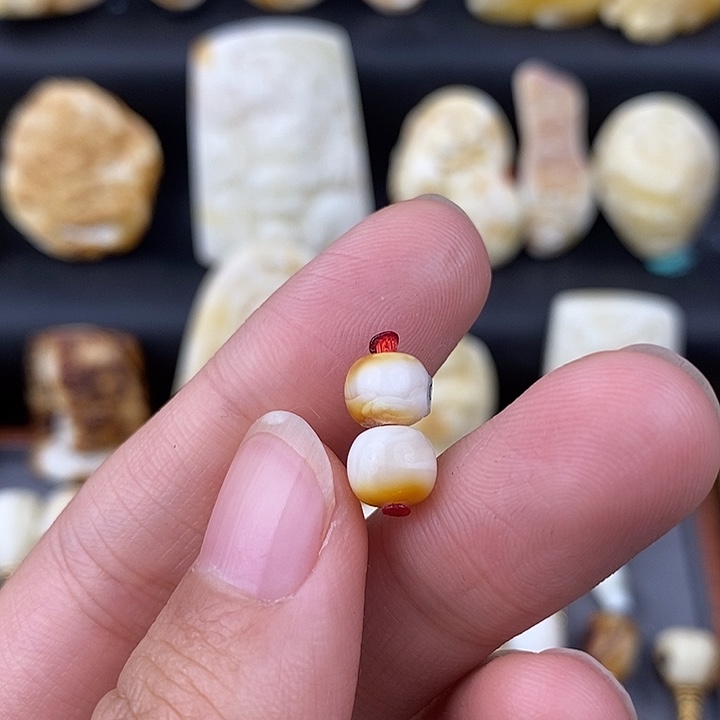 琥珀未镶嵌裸石7对珠c934