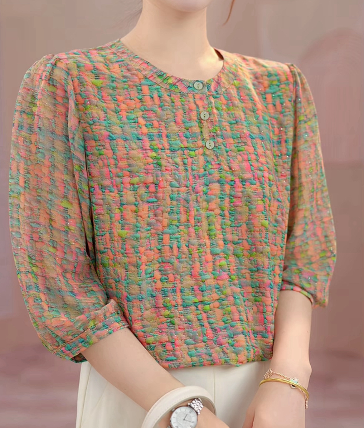 772-高品质]气质优雅时尚碎花衬衫