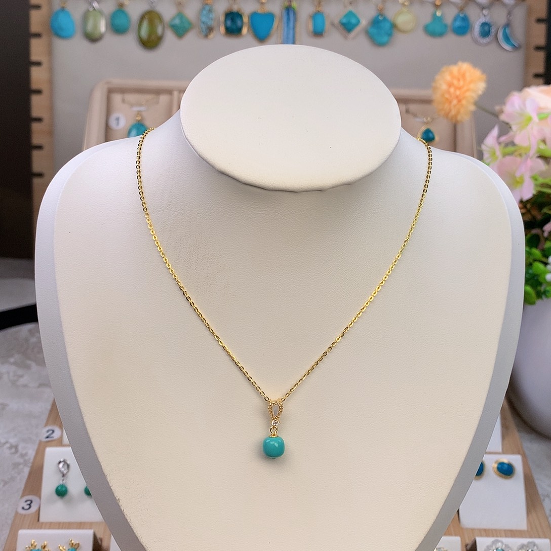 银S925镶嵌绿松石颈饰