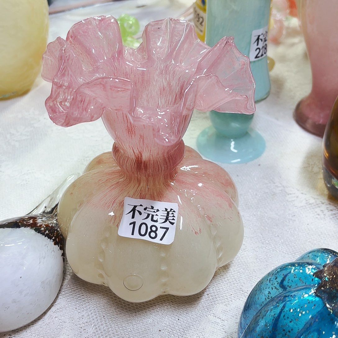 1087高19 安妮琉璃花器摆件微瑕