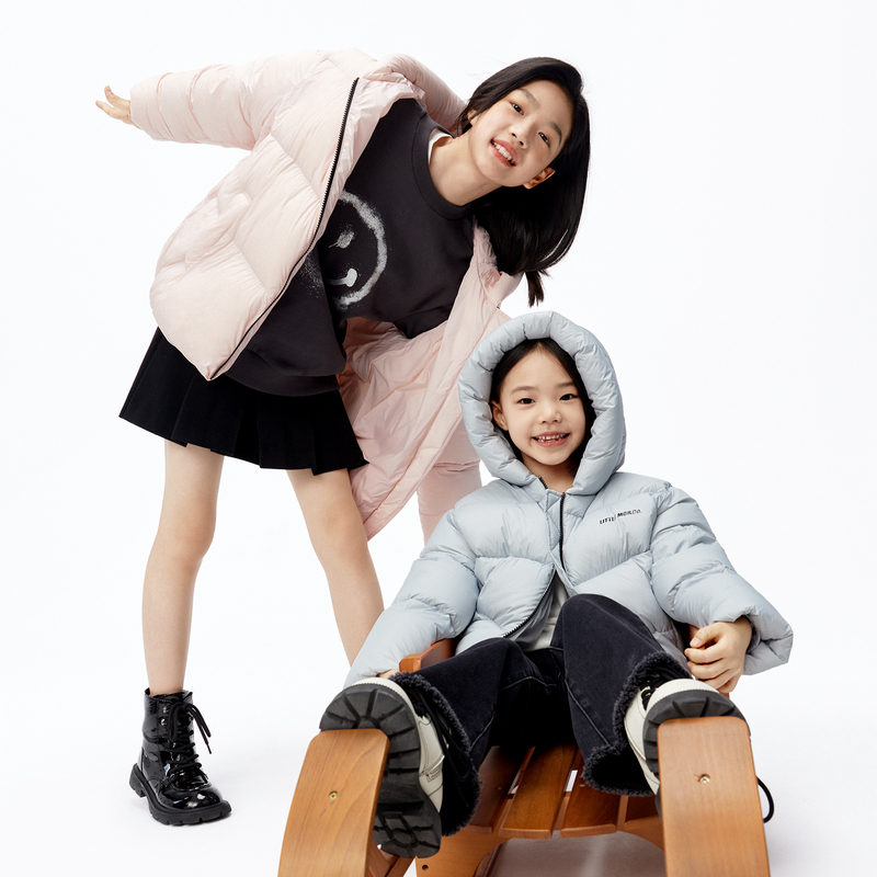 佳佳同款远红外蓄热90绒littlemoco童装25冬装新款连帽羽绒服外套