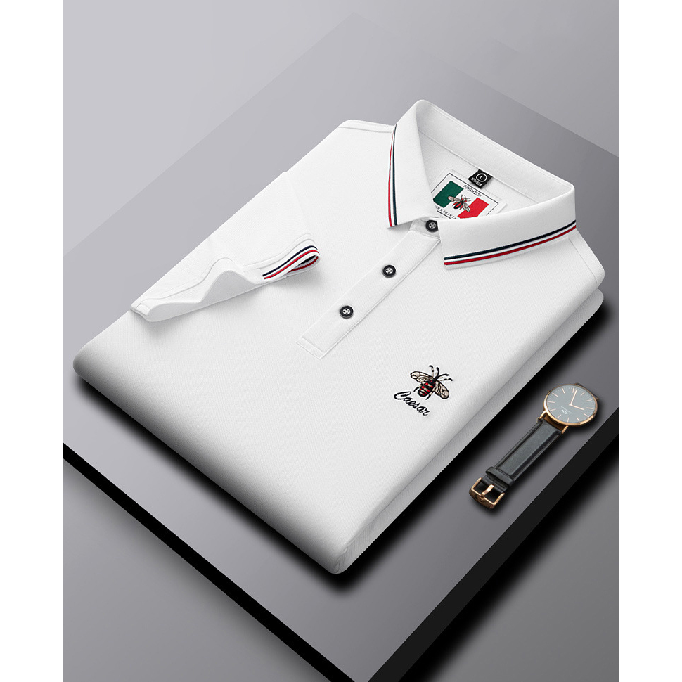 夏季新款短袖翻领POLO衫高端潮牌刺绣小蜜蜂男士上衣体恤衫