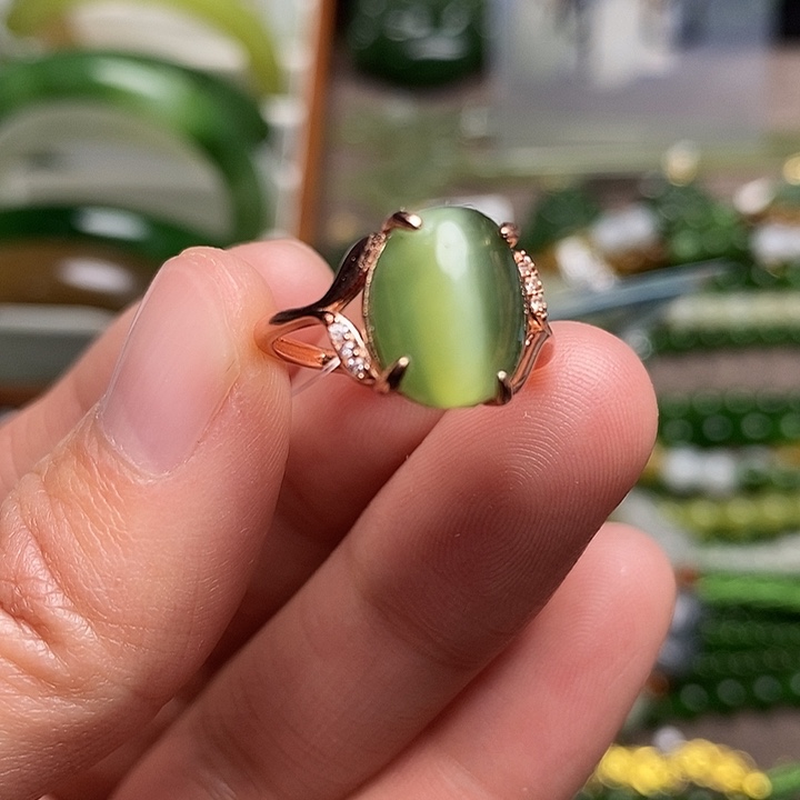 和田玉银S925镶嵌戒指