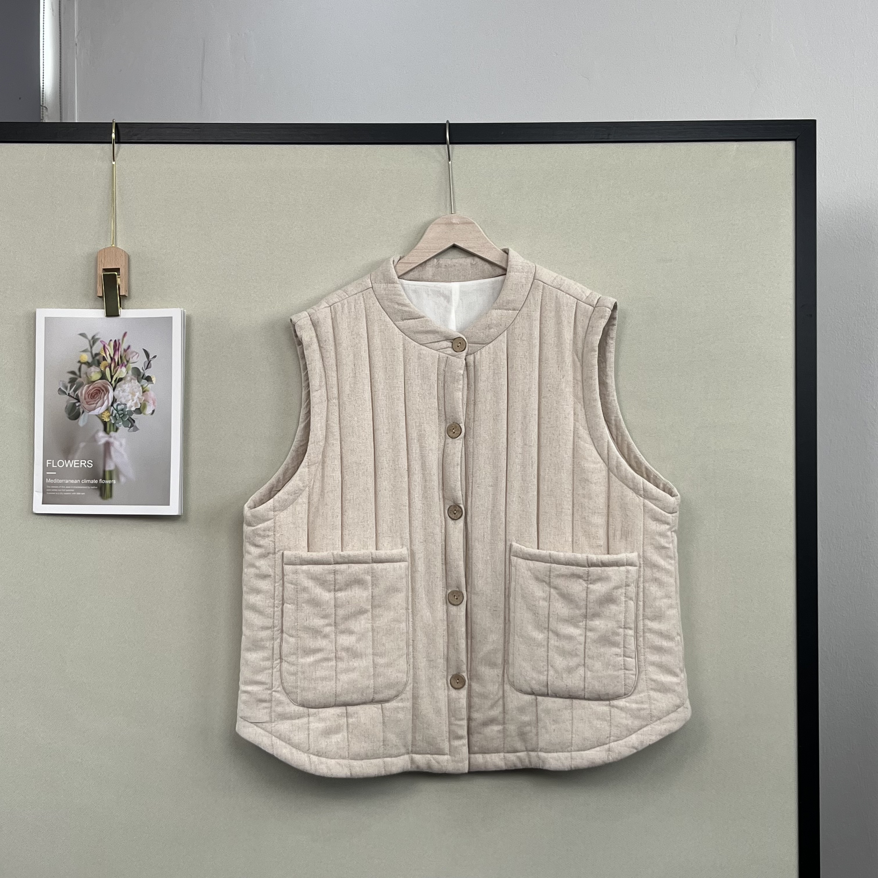 秋冬新款夹棉马甲文艺复古加厚保暖马夹