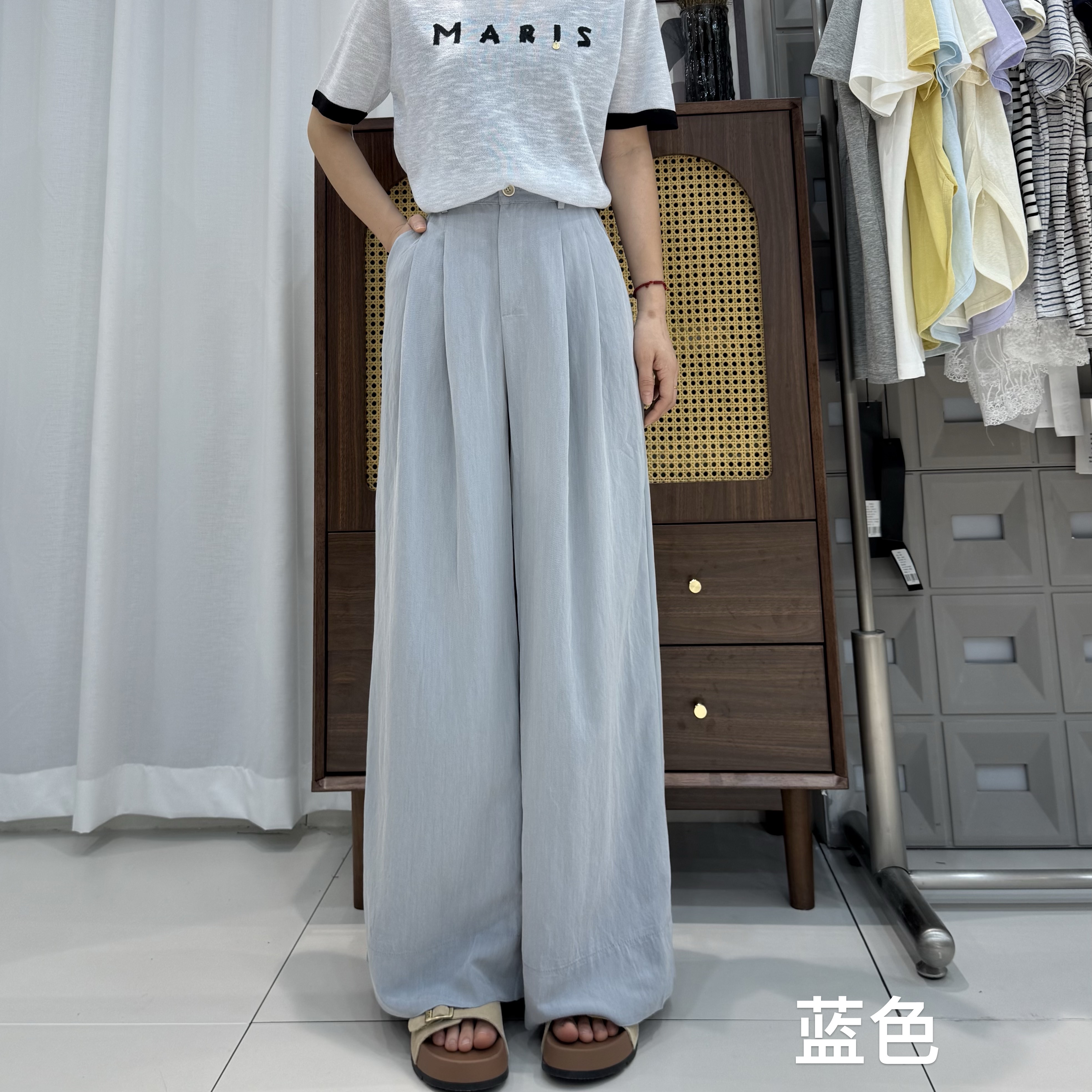 【坦姐严选 实体品质】韩版时尚宽松百搭高腰阔腿裤8070