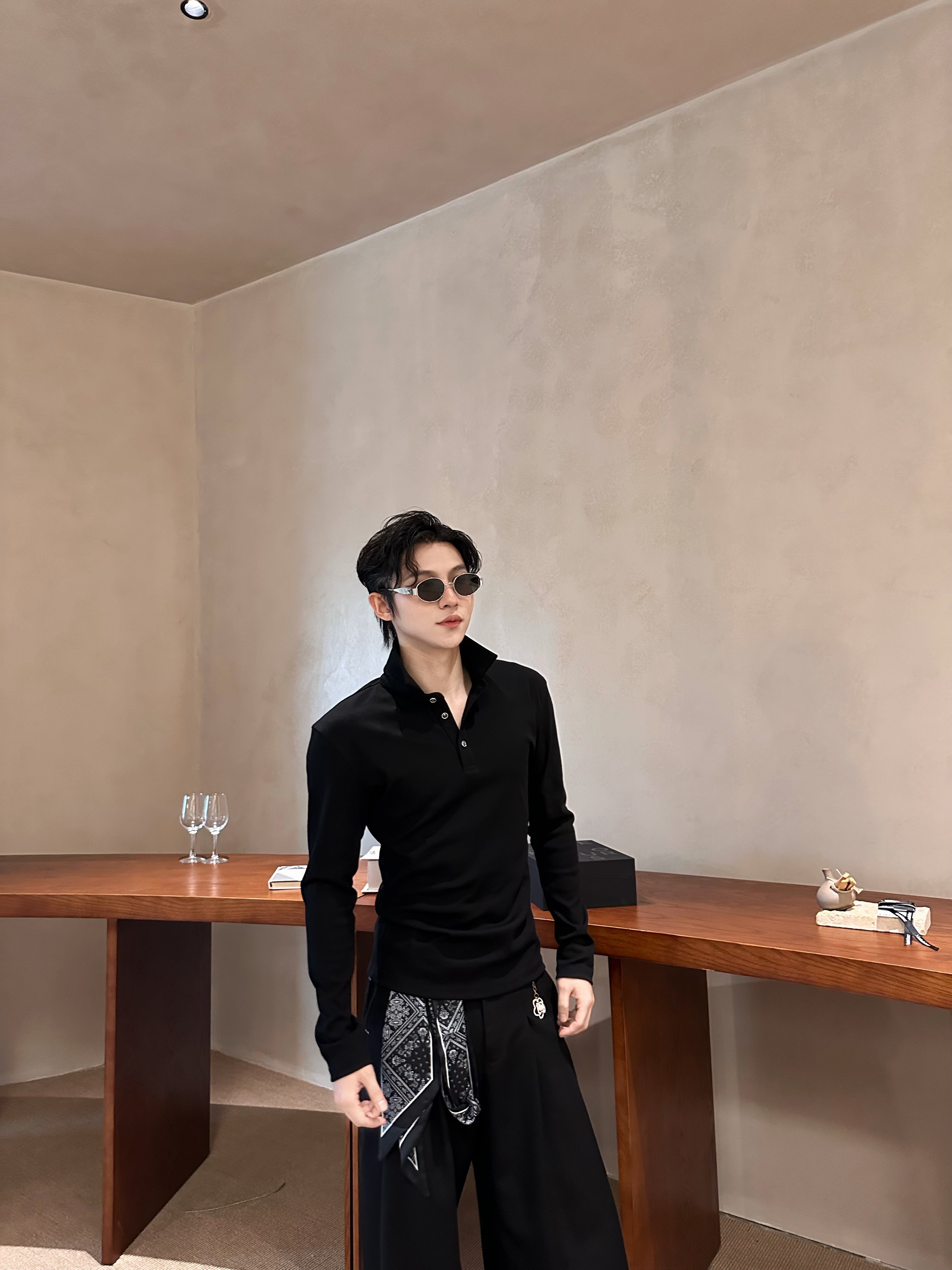 【FANG BH】重磅320g男士polo翻领珍珠扣正肩时尚长袖百搭长袖打底